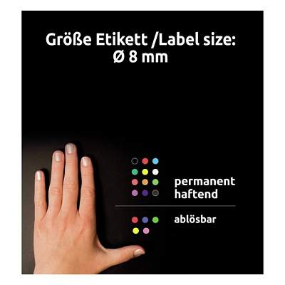 Самоклеящиеся этикетки-точки "Avery", диаметр 8мм, разноцветные, 416 штук в упаковке