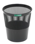 Корзина пластиковая для бумаг "Стамм", 9л, круглая, сетчатая, чёрная
