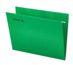 Папка картонная подвесная для документов "Staff", А4, 350х240мм, 80л, 200гр/м2, V-образная, зелёная