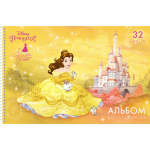 Альбом для рисования "Hatber", 32л, А4, блёстки, перфорация на отрыв, на спирали, серия "Принцессы"