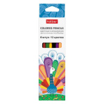 Карандаши двухсторонние "Hatber", 12 цветов, 8шт в картонной упаковке