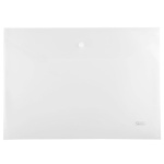 Папка-конверт пластиковая "Hatber", А4, 180мкм, на кнопке, прозрачная