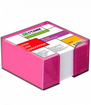 Блок бумаги для заметок "Стамм", 9x9x5см, белый, непроклеенный, в пластиковом тонированном фиолетовом боксе