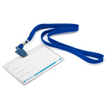 Бейдж пластиковый горизонтальный "Hatber", 66x98мм, с клипсой на шнурке