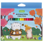 Фломастеры "Hatber Eco", 18 цветов, серия "Приключения кота Пирожка", в картонной упаковке