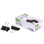 Зажимы для бумаг "Hatber X-Mate", 32мм, чёрные, 12шт в картонной упаковке