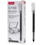 Ручка-роллер "Hatber V-1100", 0,5мм, чёрная, прозрачный корпус