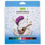 Карандаши "Hatber Eco", 24 цвета, серия "Приключения кота Пирожка, в картонной упаковке