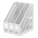 Лоток пластиковый вертикальный для документов А4 "Erich Krause Classic", 293x255x215мм, 3 отделения, сетчатый, сборный, белый
