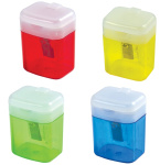 Точилка пластиковая "Staff College PS-533", 8мм, 1 отверстие, контейнер, тонированный цветной корпус, ассорти