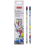 Набор карандашей чернографитных "Hatber Emotion HB", 2мм, заточенные, круглый корпус, с ластиком, 6шт в упаковке