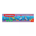 Акварель медовая "Hatber", 6 цветов, серия "Дельфины", пластиковый пенал, в картонной упаковке