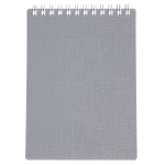 Блокнот "Hatber", 80л, А6, клетка, пластиковая обложка, на гребне, серия "Canvas - Cерый"