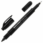 Маркер перманентный "Brauberg Duo", 0,7/1мм, круглый/заострённый наконечники, спиртовая основа, двухсторонний, чёрный