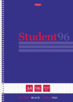 Тетрадь "Hatber", 96л, А4, клетка, ламинация, тиснение, на спирали, серия "Студенту - Синяя"