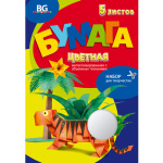 Набор цветной бумаги "BG", 5л, А4, металлизированная, объёмное тиснение, в папке, серия "Тигр под пальмой"
