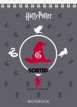 Блокнот "Hatber", 40л, А6, клетка, лак, на гребне, серия "Гарри Поттер"