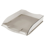 Лоток пластиковый горизонтальный для документов А4 "Hatber", 340x280x70мм, тонированный, серый