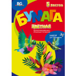 Набор цветной бумаги "BG", 5л, А4, металлизированная, объёмное тиснение, в папке, серия "Яркие птички"