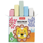 Мелки асфальтовые "Hatber", 5 цветов, серия "Нарисуй-ка", 5шт в картонной упаковке