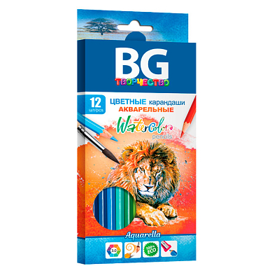 Карандаши акварельные "BG", 12 цветов, серия "Aquarella", в картонной упаковке