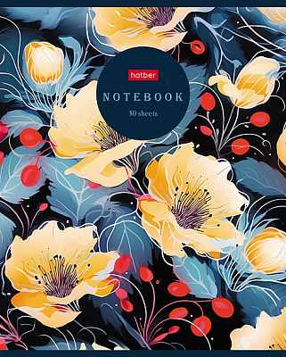 Тетрадь "Hatber", 80л, А5, клетка, на скобе, серия "Floral Dreams"