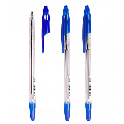Ручка шариковая "Стамм 555", 0,7мм, синяя, чернила на масляной основе, прозрачный корпус