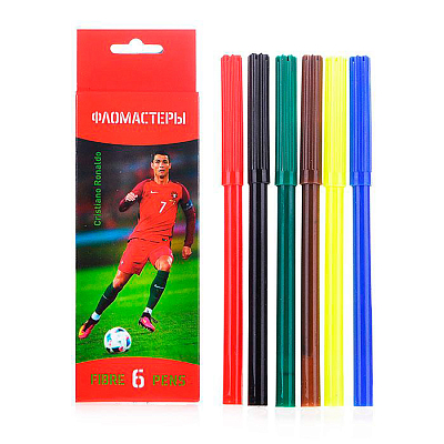 Фломастеры "Hatber VK", 6 цветов, серия "Футбол", в картонной упаковке с европодвесом