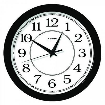 Часы настенные "Салют", 28x28x4см, круглые, белые, чёрная рамка