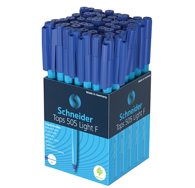 Ручка шариковая "Schneider Tops 505F", 0,8мм, синяя, чернила на масляной основе, голубой корпус