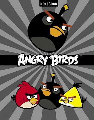 Бизнес-блокнот "Hatber", 80л, А5, клетка, 5 цветный блок, твёрдый переплёт, серия "Angry Birds №4"