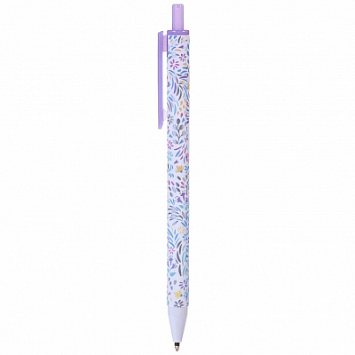 Ручка шариковая автоматическая "Hatber Fleur", 0,7мм, синяя, корпус с паттернами
