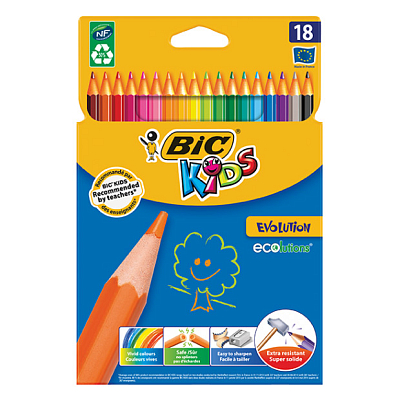 Карандаши "BIC Kids", 18 цветов, серия "Evolution ECOlutions", пластиковые, в картонной упаковке