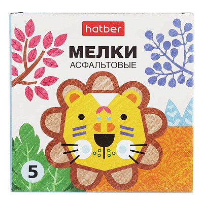 Мелки асфальтовые "Hatber", 5 цветов, серия "Нарисуй-ка", 5шт в картонной упаковке