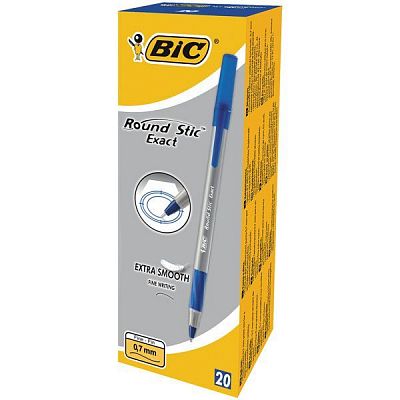 Ручка шариковая BIC Round Stic Exact, 0,8мм, синяя, 20 штук в упаковке