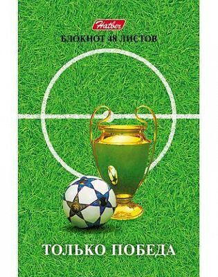 Блокнот "Hatber", 48л, А7, клетка, 3-х цветный блок, на клею, серия "Футбол"