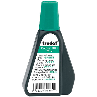 Краска штемпельная "Trodat", 28мл, на водной основе, зелёная