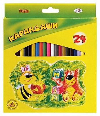 Карандаши "Гамма", 24 цвета, серия "Пчёлка", в картонной упаковке