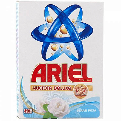 Стиральный порошок "Ariel" для ручной стирки, серия чистота Deluxе Белая роза, 450г