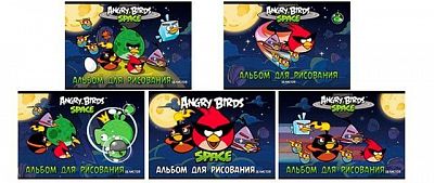 Альбом для рисования "Hatber", 16л, А4, на скобе, серия "Angry Birds - Space"
