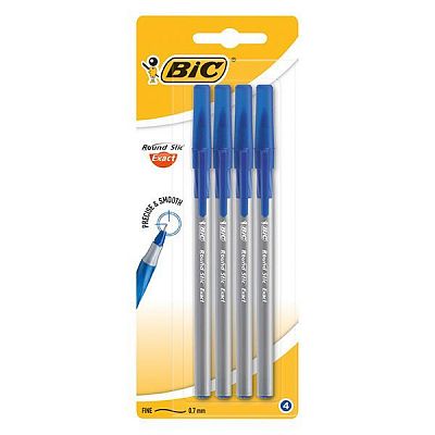 Ручка шариковая BIC Round Stic Exact, 0,8мм, синяя, 4шт в блистере