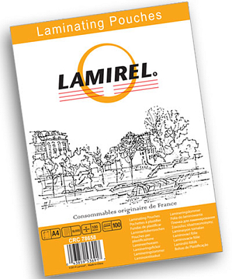 Плёнка для ламинирования "Lamirel", А4, 100мкм, глянцевая, 100шт в упаковке