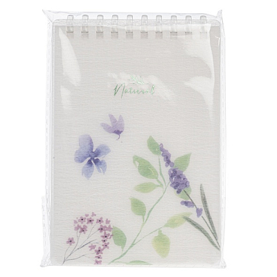 Блокнот "Hatber Premium", 80л, А6, клетка, тонированный блок, тиснение фольгой, пластиковая обложка с печатью, на мягкой спирали, серия "Naturals - Bl