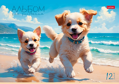 Альбом для рисования "Hatber", 12л, А4, на скобе, серия "Пушистое счастье"