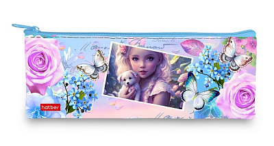 Пенал "Hatber", 195х75мм, мягкий, на молнии, серия "Летние грёзы"