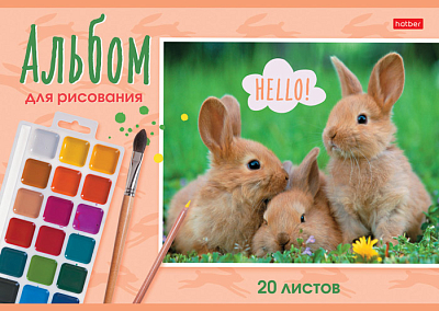 Альбом для рисования "Hatber", 20л, А4, на скобе, серия "Ассорти"