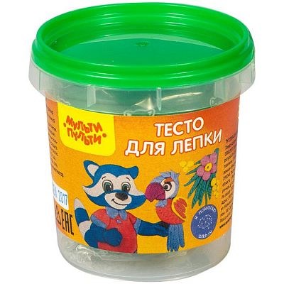 Тесто для лепки "Мульти-Пульти", 120гр, зелёное, серия "Приключения Енота", в пластиковом ведре