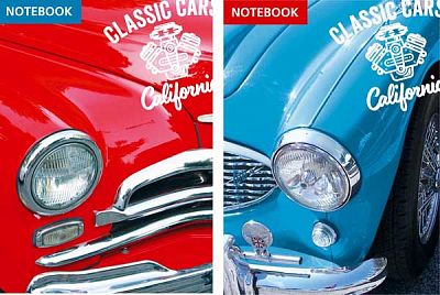 Бизнес-блокнот "BG" 80л А5 "Classic cars" (ассорти), клетка. ламинация, выборочный лак