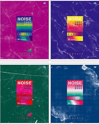 Тетрадь общая "BG" 96л А5 клетка "Noise" (ассорти), на скобе, лак