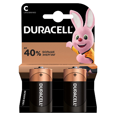 Батарейки "Duracell Bаsic", LR14/C, 1.5V, 2 штуки в блистере